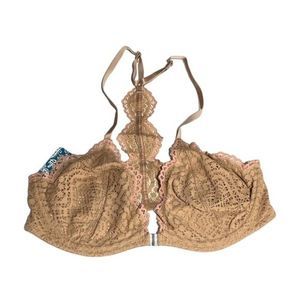 Free People Lace Racerback Bra in Tan